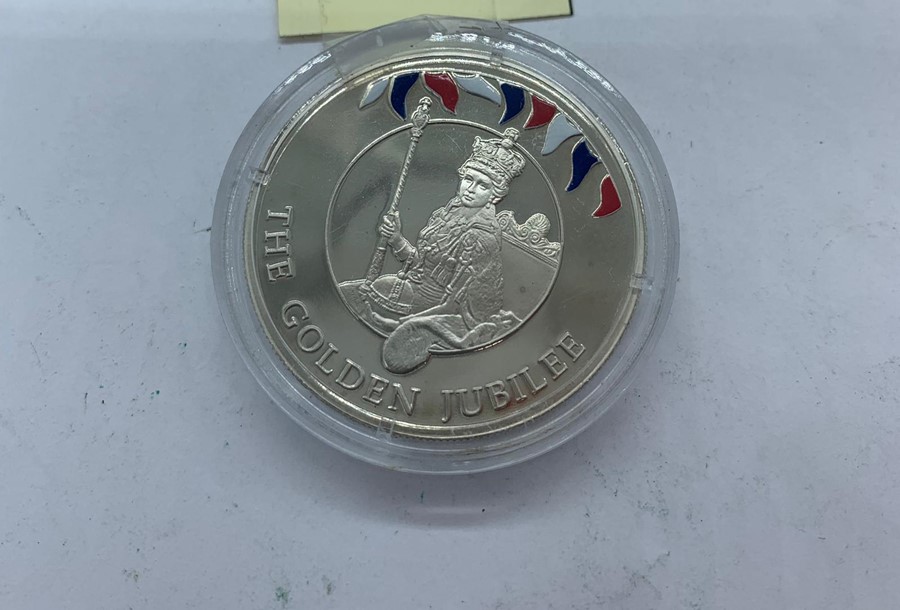 Falkland Islands 50 Pence silver proof Golden Jubilee coin.