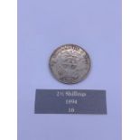 An 1894 silver 2 1/2 shillings South African coin VF