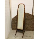 A Walnut 1930's cheval mirror AF