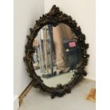 Dark bronze painted plaster moulded mirror AF