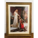 A Gilt framed print of The Acolade by Edmund Blair Leighton 1901 (92cm X 68cm)