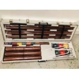 A Modern six piece croquet set still in original packaging although signs of wear and tear to the