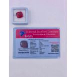 Natural Ruby Loose Gemstone With GGL Certificate/Report Stating The Ruby To Be 11.20 cts Cushion