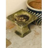 Small weathered stone bird bath (30cm tall)