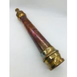 A Vintage 3/4 D35 Copper and Brass Nozzle for a Fire Brigade Hose.