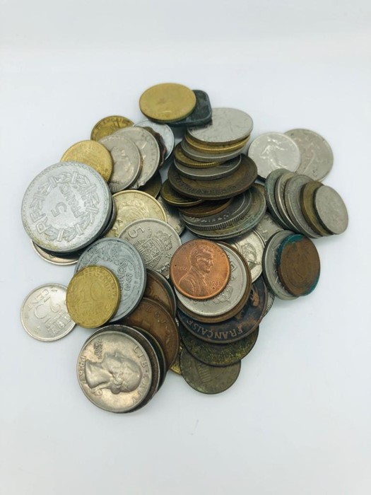 A Large volume of coins, variety of years, countries and denominations including England, France - Image 2 of 9