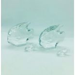 Two large and two small glass fish by Goebel 1986