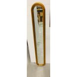 Tall thin gilt framed mirror