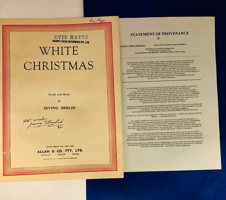 'White Christmas' sheet music by Irving Berlin signed by Irving Berlin, this copy belonged to