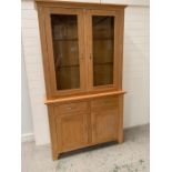 Oak sideboard with glazed display unit top