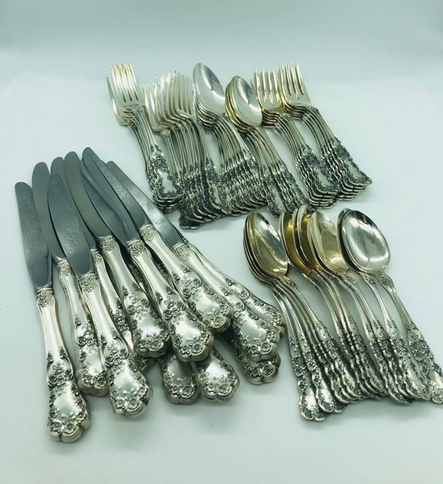 A Gorham sterling silver twelve piece flatware cutlery