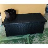 Two dark brown rattan style storage benches ( W130cm H55cm D57cm)