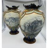 A Pair of Royal Doulton vases, by Hannah Barlow AF
