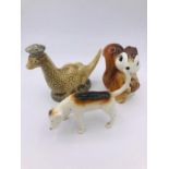 A Small selection of china animals to include a Beswick dog