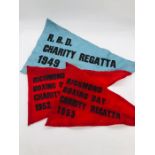 Three Richmond Boxing Day Charity Regatta pennants 1942, 1952, 1953