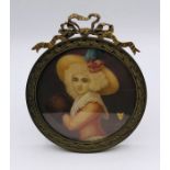 A Framed miniature of a young lady, marked CSVB 1794