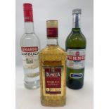 A Selection of Olmeca tequila, Pernod and Luxardo sambuca