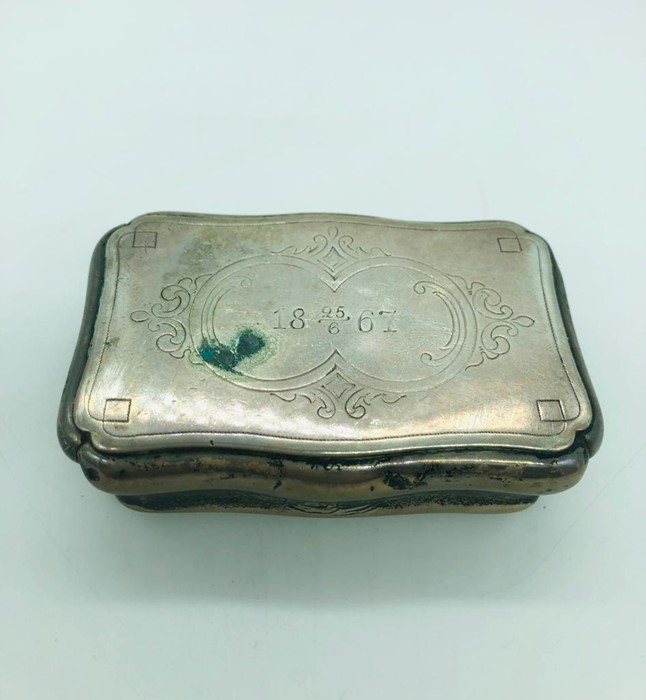 A silver lidded box, engraved to base 1867. - Image 2 of 3