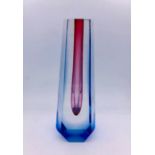 Cased & Facet cut glass vase designed by Pavel Hlava for Exbor c.1960 H25cm