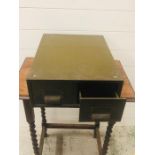 A Metal two drawer filing box