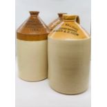 Three large stoneware Brewery or Distillery stoneware flagons