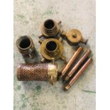 A selection of various Copper and Brass Vintage Fire Brigade couplings and other items