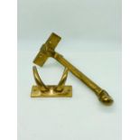 A Vintage Brass Fire Brigade Boot hook and Coat Hook.