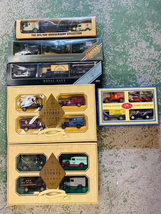 A Selection of boxed set of vintage lorries and vans various models and makers to include