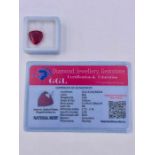 Natural Ruby Loose Gemstone With GGL Certificate/Report Stating The Ruby To Be 9cts Trillion Cut,