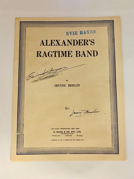 Alexander's Ragtime Band' sheet music by Irving Berlin signed by Irving Berlin and Evie Hayes with a - Image 2 of 2