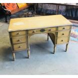 An Hand painted dressing table with seven drawers on eight legs signed Danersk America (Erskine-