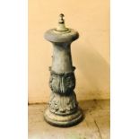 A Decorative stone column approx. 98cm tall with leaf details