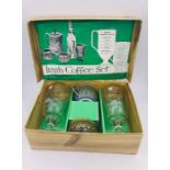A Boxed Irish coffee set, to include coffee goblets with Irish porcelain sugar and cream