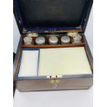 A Victorian coromandel lady's dressing box, inside cracked bottle, mirror, document folder,