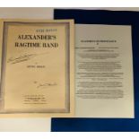 Alexander's Ragtime Band' sheet music by Irving Berlin signed by Irving Berlin and Evie Hayes with a