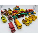 Thirty Lesney Diecast commercial vehicles to include a boxed Scammell 'Mountaineer' snowplough
