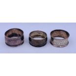 Three silver napkin rings