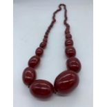 A Graduated amber necklace
