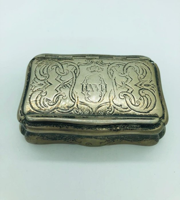 A silver lidded box, engraved to base 1867.