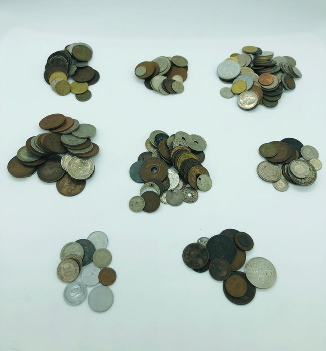 A Large volume of coins, variety of years, countries and denominations including England, France - Image 3 of 9
