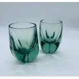 A pair of Geoffrey Baxter c.1959 Ocean Green vases 9.5 cms H