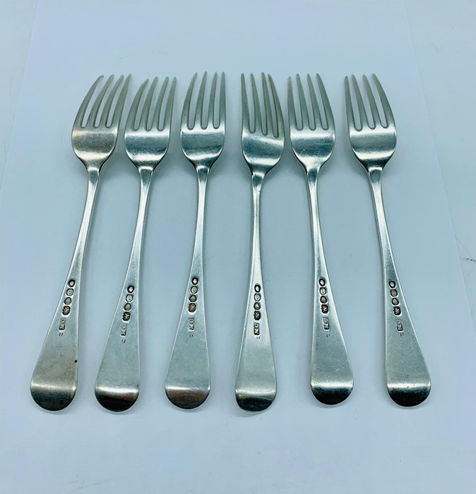 A Set of six silver forks marked MC (Mary Chawner) London 1834 - Image 2 of 2