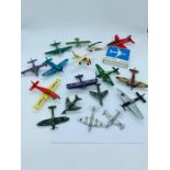 Selection of diecast model planes including matchbox and dinky