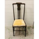 A Pair of hallway chairs with reeded back and marquetry string inlay