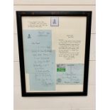 HM Queen Elizabeth, Queen Mother: A handwritten letter and envelope to Alfred Amos junior dated