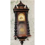 A mahogany wall clock, spring driven movement striking on a going late