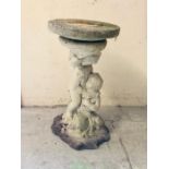 A Stone plant stand with women and child base (60cm tall)