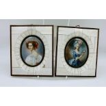 A Pair of signed and framed miniatures of Ladies.