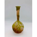 An Art Nouveau cameo glass vase by Emile Galle in green, white and pink (approx. 17cm tall)