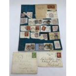 Seven Penny red's and Penny lilac Great Britain postage stamps